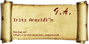 Iritz Arszlán névjegykártya